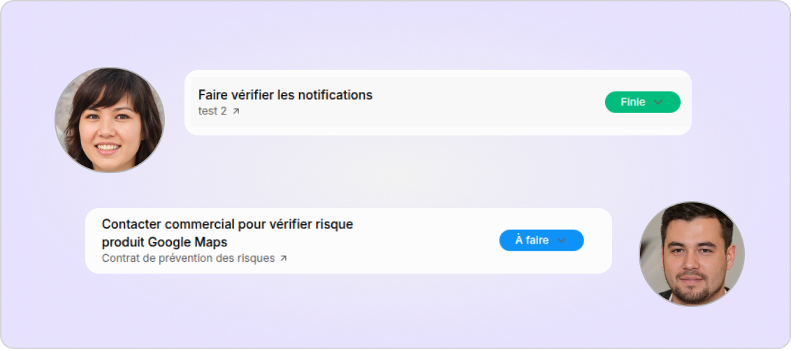Tâches assignées aux membres de l'équipe